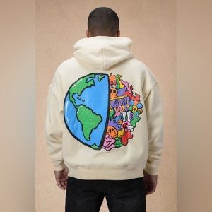YoungLA Global Meltdown cream hoodie